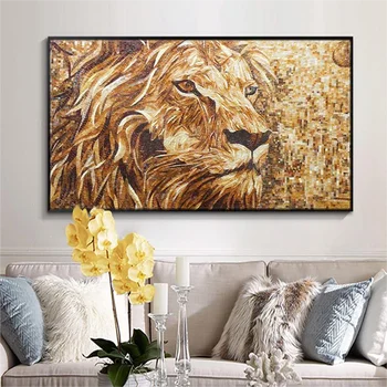 Gyvūnų stiklo mozaikos plytelės liūtas meno galvosūkis Kinijos gamyklos bendrovė