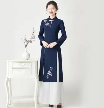 Vietnamas Ao Dai Cheongsam Darbo drabužių Pavasario Naujų Kosmetologė Vienodas Usher Moterų Kostiumas SPA 9