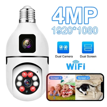 V380 Wi-fi IP Kamera, Dvigubas Objektyvas 1080P Lemputę CCTV Kameros, Patalpų Wireless Baby Monitor Lampe Fotoaparato 