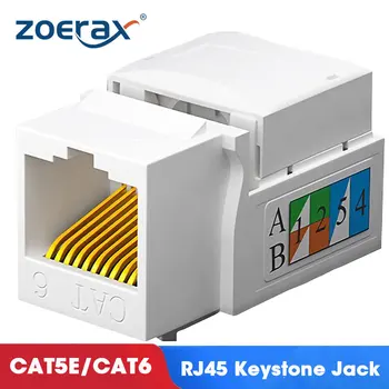 ZoeRax 1PCS Cat5e Cat6 Keystone Jack, RJ45 Keystone Jack, Cat6 Tinklo Jungtis, Cat5/5e/6 Ethernet Lizdo ant Sienos, Baltos spalvos 3