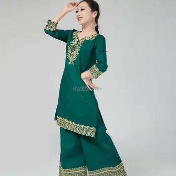 2023 indijos suknelė moterims medvilniniai siuvinėjimo rudens žiemos suknelė tradicinių nacionalinių stiliaus pakistane moterys kasdien viršuje drabužius s589 18