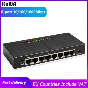 KuWFi 8 Port Gigabit Switch 10/100/1000 Mbps Tinklo Jungiklio, Aukštos kokybės Lan RJ45 Ethernet Jungiklis Koncentratorius Interneto purkštukas (benzinas)