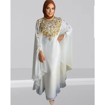 Balta Royal Dubajus Kaftan Abaja Afrikos Zawalcowany Arabų Šalis Gėlių Abaja Suknelė Europos ir Amerikos Mados Tendencijos 21