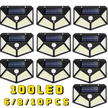 100 LED Saulės Sienų šviestuvai Lauko Vandeniui Judesio Jutiklis Saulės energija Varomas Saulės Gatvėje Saulės Šviesos Lempa Sodo Puošmena 3