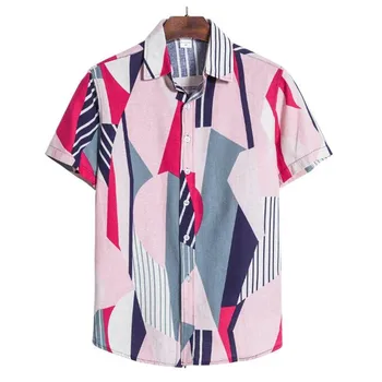 2020 metų Vasaros Vyrų Spausdinti Prarasti Trumpas Rankovės Atsitiktinis Mygtukai marškinėliai havajų marškinėliai camisa masculina streetwear chemise homme 11
