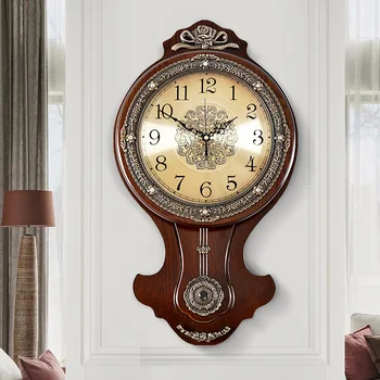 Švytuoklės Sieninis Laikrodis Elegantiškas Europos Elegantiškas Modernus Gyvenamasis Kambarys Kūrybos Sieninis Laikrodis Aukso Prabangos Silent Reloj Sumalti Namų Dekoro 6