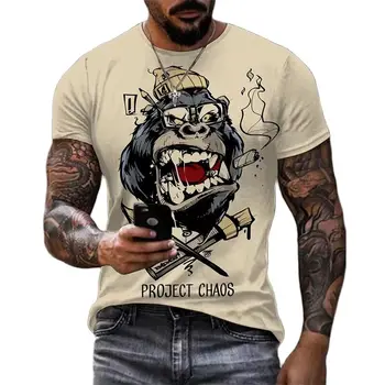 Camiseta de manga corta para hombre, camisa con estampado de Gorila Beždžionė, motociclista, Chopper, Bobber, Mokyklos 10