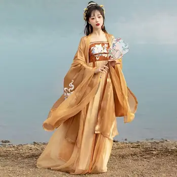 Hanfu Suknelė Moterims Senovės Kinijos Tang Dinastijos Hanfu Kavos Mėlyna Žalia Cosplay Kostiumų Vasaros Šokių Suknelė Hanfu Šalis Suknelė