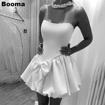 Booma Linijos Mini Vestuves Sukneles Stebėjimo Lankas Trumpas Sluoksniuotos Bridals Chalatai Prom Kokteilių Suknelės Moterims, vestidos de novia 19