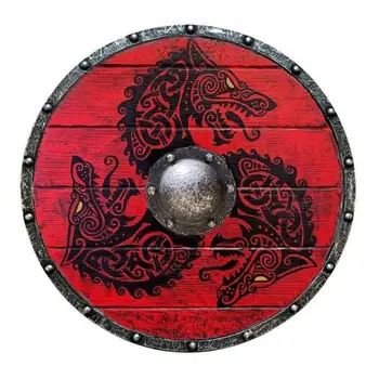 Mediniai Viking Shield Vilkas Viduramžių Vikingų Kariai Skydas Cosplay Turas Battleworn Cosplay Sienos Kabo Vertus Dažytos, Dekoras 14