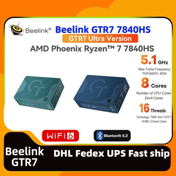 Beelink GTR7 AMD Phoenix Ryzen7 7840HS gtr7pro 7940hs mini žaidimų kompiuterio 