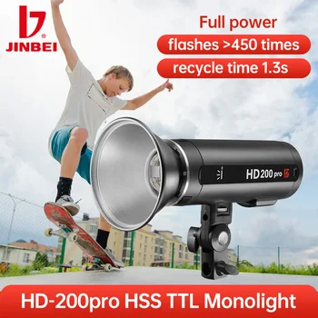 JINBEI HD200pro HSS TTL Lauko Fotografijos Apšvietimas 1/8000S Profesinės Baterija Monolight Už Portretas Vestuvių Kelionės Fotografavimas