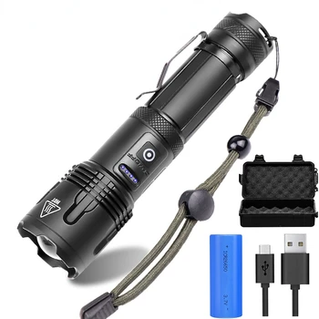 Super Ryškus LED Taktinis Žibintuvėlis Zoomable USB Įkraunamas Žibintuvėlis T-6 XHP50 XHP99 Vandeniui 18650/26650 Kempingas LED Žibintai 1