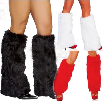 Moterų Dirbtiniais Kailiais Kojų Šildytuvus Fluffies Shaggy Boot Batai Apima Kulkšnies Rankovių Kelio Rankovės Žiemą 18