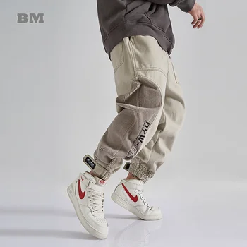 Velvetas Kratinys Atsitiktinis Kelnės Hip-Hop Krovinių Kelnės Vyrams Drabužių Streetwear Korėjos Poilsiu Harajuku Mados Sweatpants Vyras