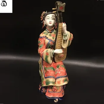 WU CHEN ILGAI Klasikinio Grožio Lady Pipa Meno Skulptūra Gražių Moterų Paveikslas Statula Keramikos Amatų Kinijos Namų Dekoracijas R6134 14