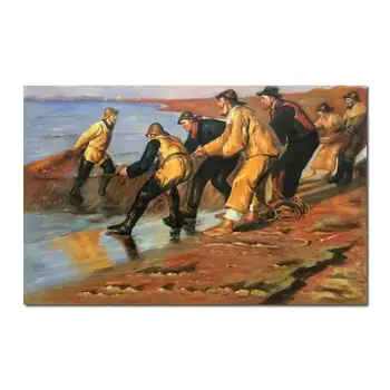 Aukštos kokybės Žvejams Traukti Tinklus Petras Severin Kroyer naftos tapyba ant drobės Portretas Peizažas Meno Rankomis dažyti 15