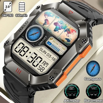 2023 Naujų Karinių Smart Watch Vyrų 650 mAh Baterija, Kompasas, Aukštimatis, Barometras 