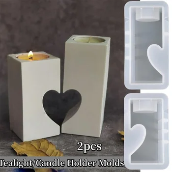 2VNT Širdies Formos Silikono Žvakių Formos 