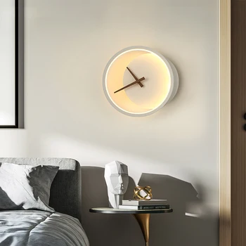 Šiaurės laikrodis sieniniai šviestuvai kambarį Minimalistinio juodos ir baltos sienos meno, šviesos, Miegamojo Lovos namų dekoro minimalistinio žibintai 6