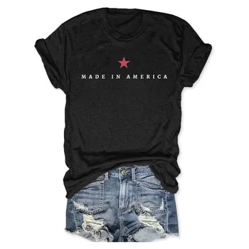 Rheaclots Moterų Pagamintas Amerikoje Išspausdinta O-kaklo trumpomis Rankovėmis T-Shirt 6