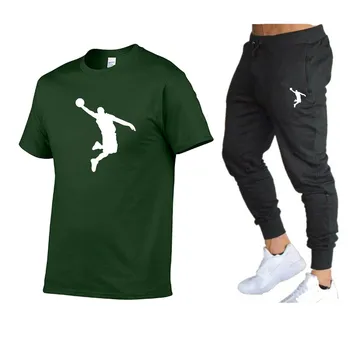 Trumpas Rankovės Mados T-Shirt Ir Tracksuit Kostiumas Bėgiojimo Kelnės Prekės Atsitiktinis Hip-Hop Vyrų Fitneso Kelnės Plius Dydis 2022New Produktas 21