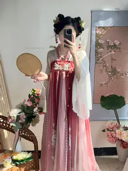 Kinų Stiliaus Song Dinastija Palaipsniui Gėlių Spausdinimo Moterims Gėlių Pagerėjo Hanfu Suknelė Nustatyti, Pasakos, Liaudies Šokių Suknelė Hanfu Rinkinys