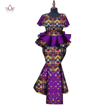 Naujas BintaRealWax Pritaikyti Afrikos Suknelės Moterims Elegent Griovių V-kaklo Viršuje ir Undinė Sijonas Plius Dydis 6XL WY8300 11