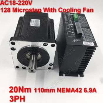 20Nm 110mm NEMA42 6.9 A Stepper Motor Driver Kit 3PH 32 DSP AC18-220V 128 Microstep Su Aušinimo Ventiliatorius Aukštą Sukimo momentą CNC Tekinimo staklės
