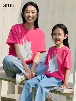 Amii Vaikai Tees Mergaičių marškinėliai 2023 m. Vasaros Mama ir Dukra derinti Drabužius Šeimos Tshirts Spausdinti Viršūnes Vaikams Drabužių 22342043 22