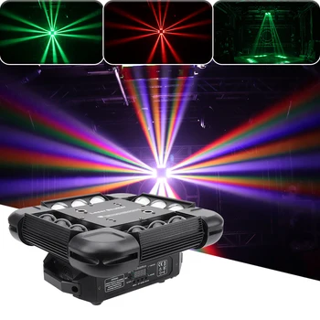 12X10W RGBW 4IN1 LED + RG Lazeris Juda Galvos Šviesos Spindulį Dažai Lazeriniams Strobe Efektas Projektorius DMX512 DJ Disco Scenos Vestuvių Juostoje 16