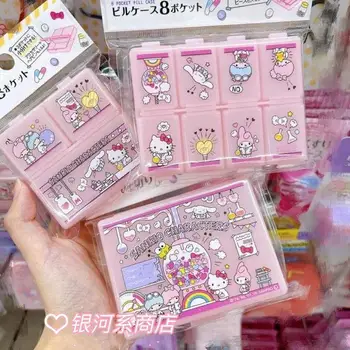 Kawaii Sanrio Talpinimo Hello Kitty Mymelody Priedai Mielas Anime Medicina Lauke Compartmental Papuošalų Dėžutė Nešiojamų Mergaitėms Dovanų