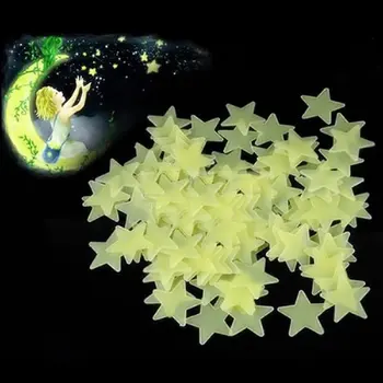 Naujas 70 /100 VNT 3.8 CM Švytinti Žvaigždė Siena Lipdukas Šviesos Liuminescencinės 3D Vaikai Miegamojo Lubų Namų Tamsioje Vietoje Star Sienų Lipdukai 11