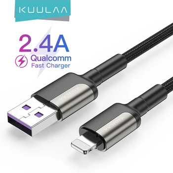 KUULAA USB Kabelį nuo Žaibo 2.4 Greito Įkrovimo Kabelis iPhone 14 13 12 11 Pro Max Xs X 8 7 Plius USB Laidas Duomenų Įkrovimo Kabelis 13