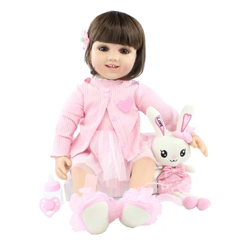 60 CM Silikono Atgimsta Vaikiška Lėlė Girl, Kaip Realus ubierz Princesė Kūdikiams Boneca Vaiko Gimtadienio Dovana Žaisti Žaislų Namai