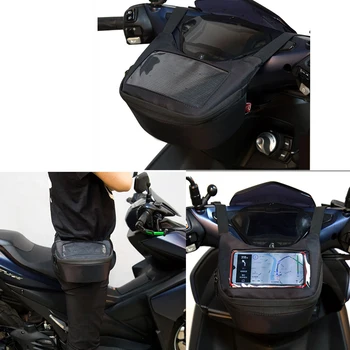 Motociklo Vairo Krepšys Priekinio stiklo Maišelį Kuro Bako Krepšys Mobilųjį Telefoną, Palieskite Ekraną, Ausinių Maišelis Honda ADV350 piaggio mp3 9