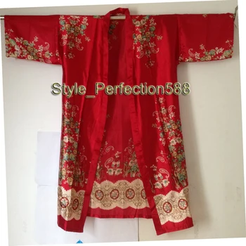 Nemokamas Pristatymas!!!Nauja Raudona Moterų Kimono Rankų Dažytos Kaftan Skraiste Suknelė Chalatas Sleepwear Vienas Dydis 19
