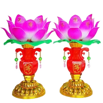 LED Lotus Budistų Lempos Budizmo Tikėjimo Suppy Budizmas Malda Žibintai 16