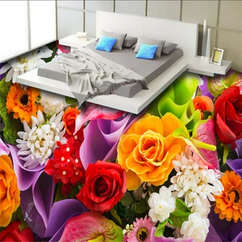 Beibehang Užsakymą 3D tapetai, Gražus HD Rose spalvos gėlės vonios kambarys 3d grindys tapybos 3d grindys tėtis peint freskos nuotrauką 3