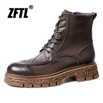 ZFTL Vyrų Pagrindinio Batai natūralios odos Vintage Aukštos viršuje, darbo drabužiai, Batai, Britų stiliaus Rudens ir žiemos batai Atsitiktinis naujas 12