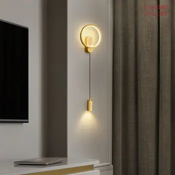 Vidaus Sienos Sconce Vario LED 3 Spalvų Aukso Žalvario Šalia Šviesos Dekoro Modernių Namų Live Miegamasis 9