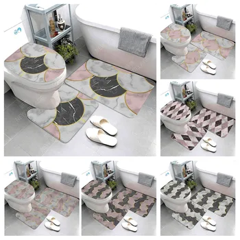 Namų vonios grindų kilimėlis Spalvingas marmuro modelis Vonia Pėdų kilimėlis, modernus vonios reikmenys kilimas Tualeto kilimėlis Voniai anti-slip kilimas 15