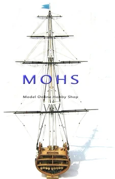 Klasikinių medinių masto buriavimo valtis medienos masto laivo skerspjūvio 1/75 KONSTITUCIJOS 839mm su pagrindo masto surinkimo modelio laivas rinkiniai 7