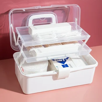 Skaidraus Plastiko Medicinos Lauke Nešiojamų Buitiniai Multi-layer Talpykla Daugiafunkcį dėžutę 19
