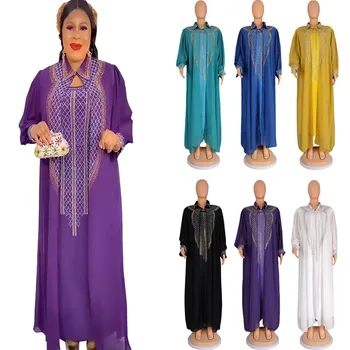 Plus Size Afrikos Šalis Suknelės Prabangių Deimantų Moterų Tradiciniai Boubou Afrikos Musulmonų Drabužiai Abayas Skraiste Kaftan Turkija 22