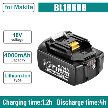100% Originalus Makita 18V 4000mAh Įkrovimo Galia Įrankiai, Makita, Baterija su LED Li-ion Pakeitimo LXT BL1860B BL1860 BL1850
