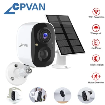 CPVAN Lauko Saulės IP Kameros 1080P Belaidžio Namų Saugumo IP65 Dėmesio Cam 2 Garso Naktinio Matymo WIFI Stebėjimo kamerų 4