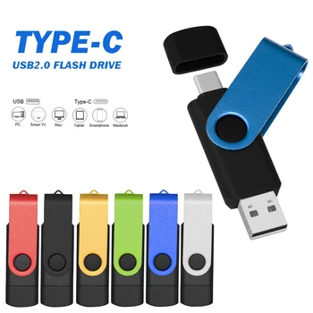 Pen Ratai Vandeniui Metalo Tipas-C Usb Flash Drive USB 2.0 Flash Disko Cle Usb Stick 4/8/16/32G 64G Pendrive Flash Atminties Kortelė 16