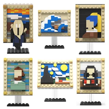 Pikselio Meno SS Plytos, Žinomų Paveikslų, Mini Blokai Mona Lisa-Žvaigždėtas Dangus-Portretai Kūrybos 