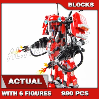 980pcs Naujų Gaisrų Mech Mūšis Didžiulis Raudonas Robotai Liepsna 10720 Blokai Surinkti Rinkiniai Plytų Suderinama su Modelio 9